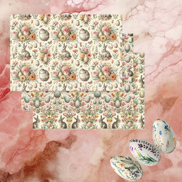 Botanische Vintage Paaseieren Konijn Lente Bloemst Inpakpapier Vel