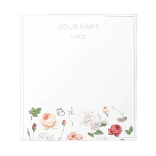 BOTANISCHE VINTAGE ROZEN NOTEPAD NOTITIEBLOK