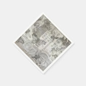 Botanische vintage vlinder script zwart en wit servet (Hoek)