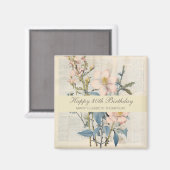 Botanische Vintaqe Wildflower 80e verjaardag Magneet (Voorkant / Achterkant)