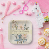 Botanische Vintaqe Wildflower 80e verjaardag Papieren Bordje (Feest)