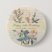Botanische Vintaqe Wildflower 80e verjaardag Ronde Button 7,6 Cm (Voorkant)