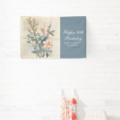 Botanische Vintaqe Wildflower 80e verjaardag Spandoek (Insitu)