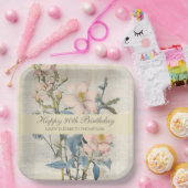 Botanische Vintaqe Wildflower 90e verjaardag Papieren Bordje (Feest)