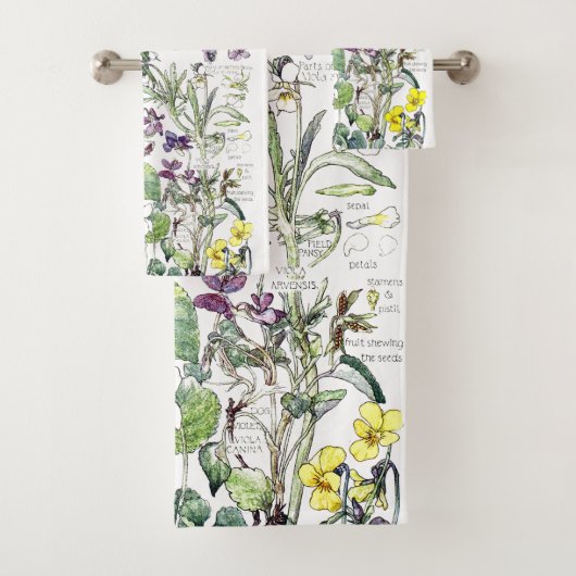 Botanische Violet Flowers Bath Towels Bad Handdoek (Insitu)