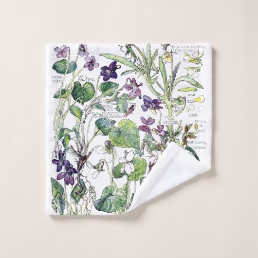 Botanische Violet Flowers Bath Towels Bad Handdoek (Wasdoekje)