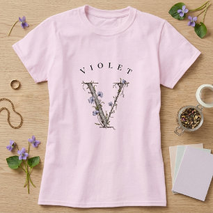 Botanische Violet 'V' Monogram met Berk & Bloemen T-shirt