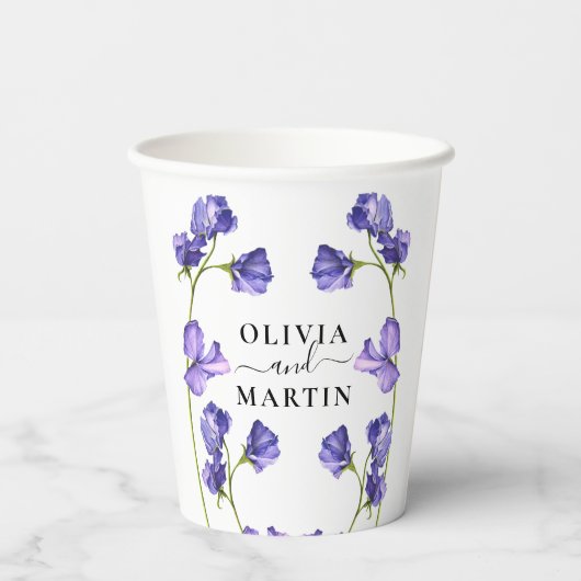 Botanische Violets Purple Flowers Weddenschap Pape Papieren Bekers (Achterkant)