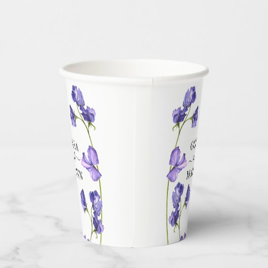 Botanische Violets Purple Flowers Weddenschap Pape Papieren Bekers (Rechts)