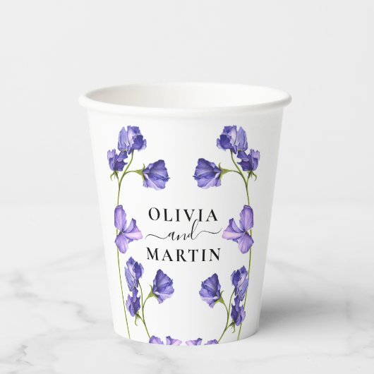 Botanische Violets Purple Flowers Weddenschap Pape Papieren Bekers (Voorkant)