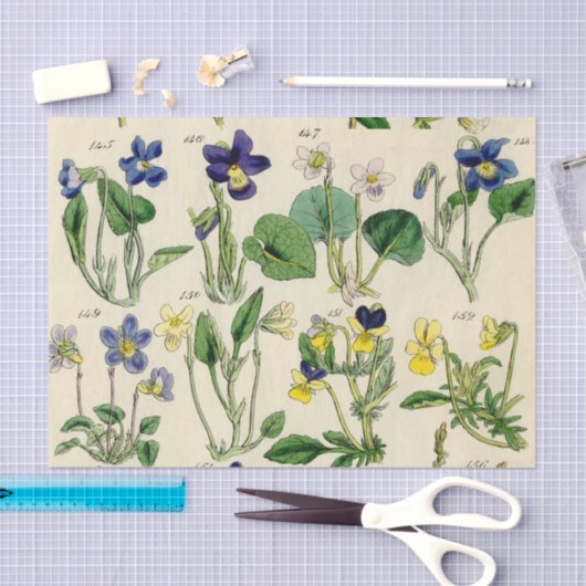 Botanische viooltjes bloemenpapier tissuepapier (Craft)