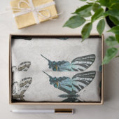 Botanische vlinder  blauw in witte ontkoppeling tissuepapier (Geschenk)