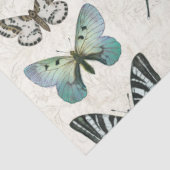 Botanische vlinder  blauw in witte ontkoppeling tissuepapier (Detail)