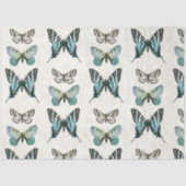 Botanische vlinder  blauw in witte ontkoppeling tissuepapier (Voorkant)