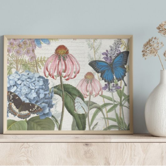 Botanische vlinder Blauwe tuintuin Ontschroothoop Tissuepapier
