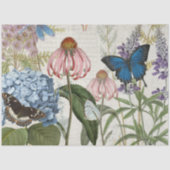 Botanische vlinder Blauwe tuintuin Ontschroothoop Tissuepapier (Voorkant)