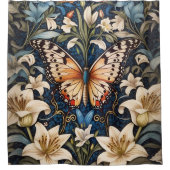 Botanische vlinder en lelies douchegordijn (Voorkant)