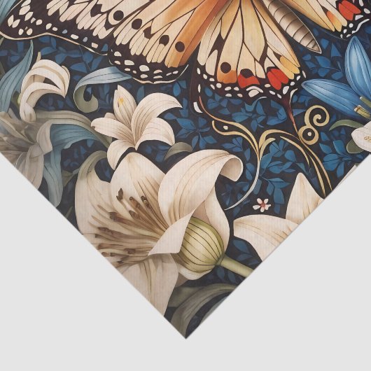Botanische vlinder en lelies tissuepapier (Detail)