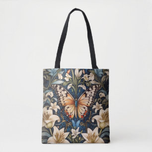 Botanische vlinder en lelies tote bag