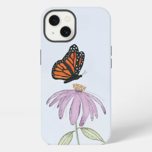 Botanische Vlinder en Paarse Bloemige Natuur iPhone 13 Hoesje