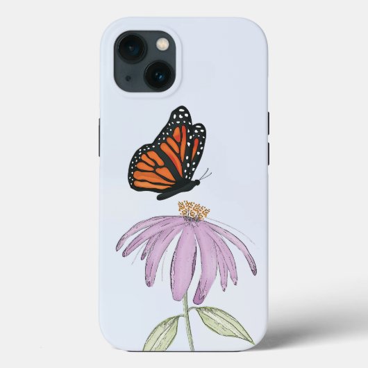 Botanische vlinder en Paarse Natuur van Floral Case-Mate iPhone Case (Achterkant)