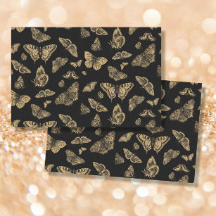 Botanische vlinder Gold Glitter Pattern Decoupage Tissuepapier