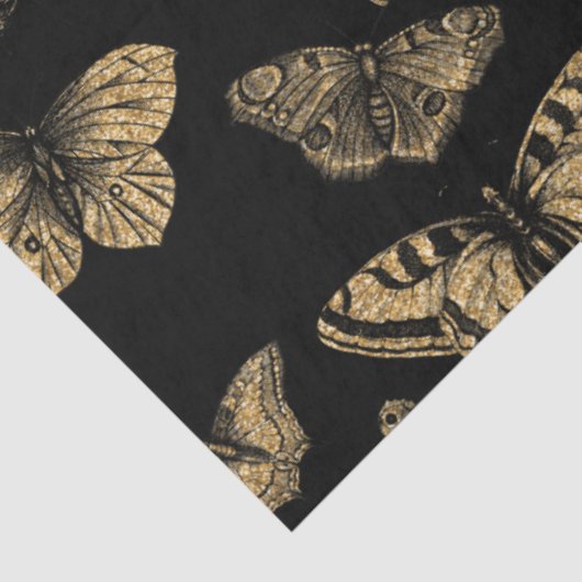 Botanische vlinder Gold Glitter Pattern Decoupage Tissuepapier (Detail)