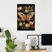 Botanische vlinder muurkunstprint, Dark Academia Poster (Thuiskantoor)