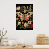 Botanische vlinder muurkunstprint, Dark Academia Poster (Keuken)