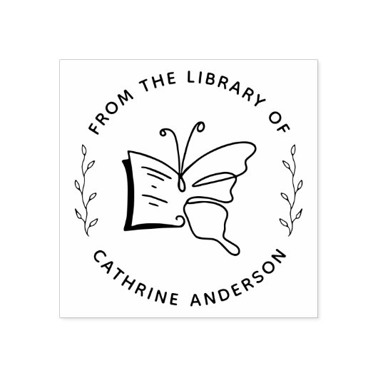 Botanische vlinder Stijlvolle aangepaste boekenpla Rubberstempel (Afrduk)