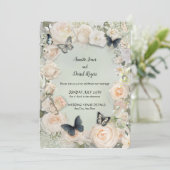 Botanische Vlinder Wijze bruiloft Kaart (Staand voorkant)