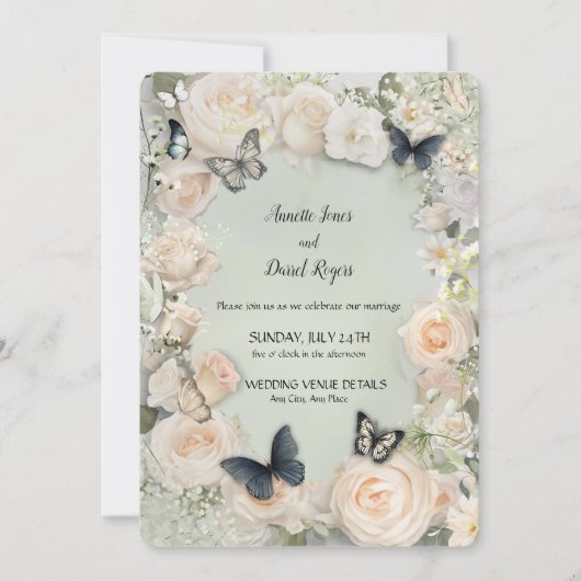  Botanische Vlinder Wijze bruiloft Kaart (Voorkant)
