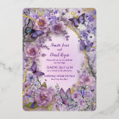 Botanische Vlinderlavendel Folie Uitnodiging (Voorkant)