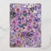 Botanische Vlinderlavendel Folie Uitnodiging (Achterkant)