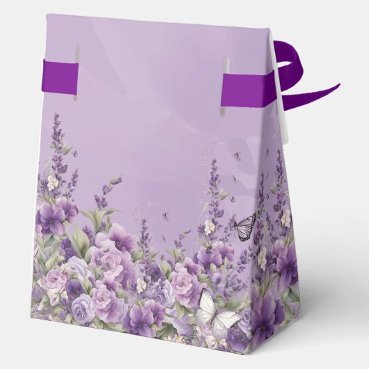 Botanische Vlinderlavendelbruiloft Bedankdoosjes (Achterkant)