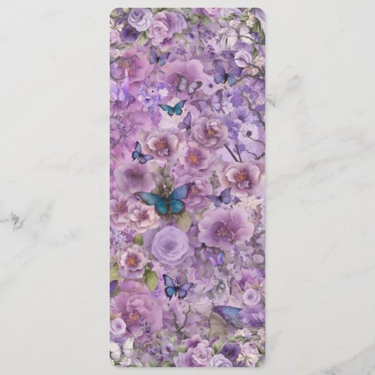  Botanische Vlinderlavendelbruiloft Menu (Achterkant)