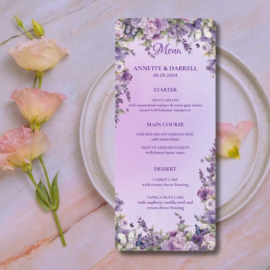  Botanische Vlinderlavendelbruiloft Menu