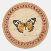  botanische vlinderronde ronde sticker (Voorkant)