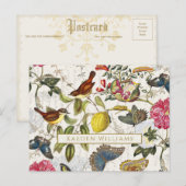 botanische vlinders en Briefkaart van vogels (Voorkant / Achterkant)