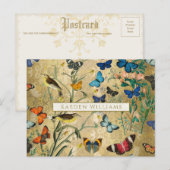 botanische vlinders en Briefkaart van vogels (Voorkant / Achterkant)