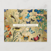 botanische vlinders en Briefkaart van vogels (Voorkant)
