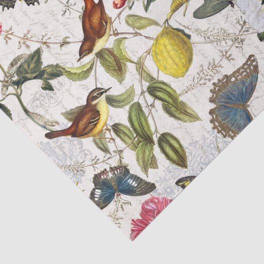 botanische vlinders en vogelpapier tissuepapier (Detail)