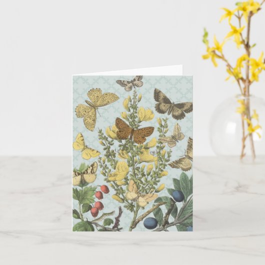 Botanische Vlinders...Notecard Kaart (Gele Bloem)