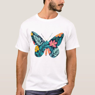 Botanische vlindervorm t-shirt