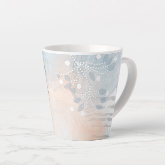 Botanische Vogel Bloemen Natuur Latte Mok (Rechterhoek)