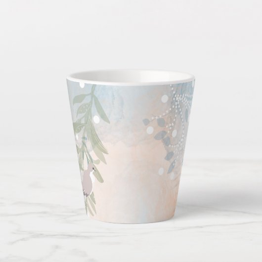 Botanische Vogel Bloemen Natuur Latte Mok (Voorkant)