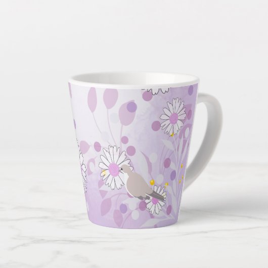 Botanische Vogel Bloemen Natuur Latte Mok (Rechterhoek)