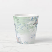 Botanische Vogel Bloemen Natuur Latte Mok (Voorkant)