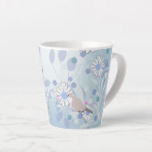 Botanische Vogel Bloemige Natuur Latte Mok (Rechterhoek)