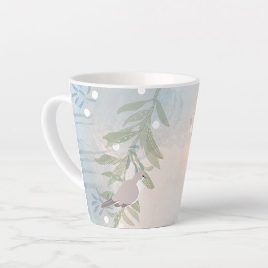 Botanische Vogel Bloemige Natuur Latte Mok (Linkerhoek)